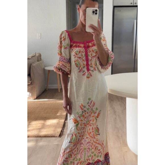 FARM RIO NWT Anthropologie Printed Linen Blend Dress Size XS - Picture 2 of 13